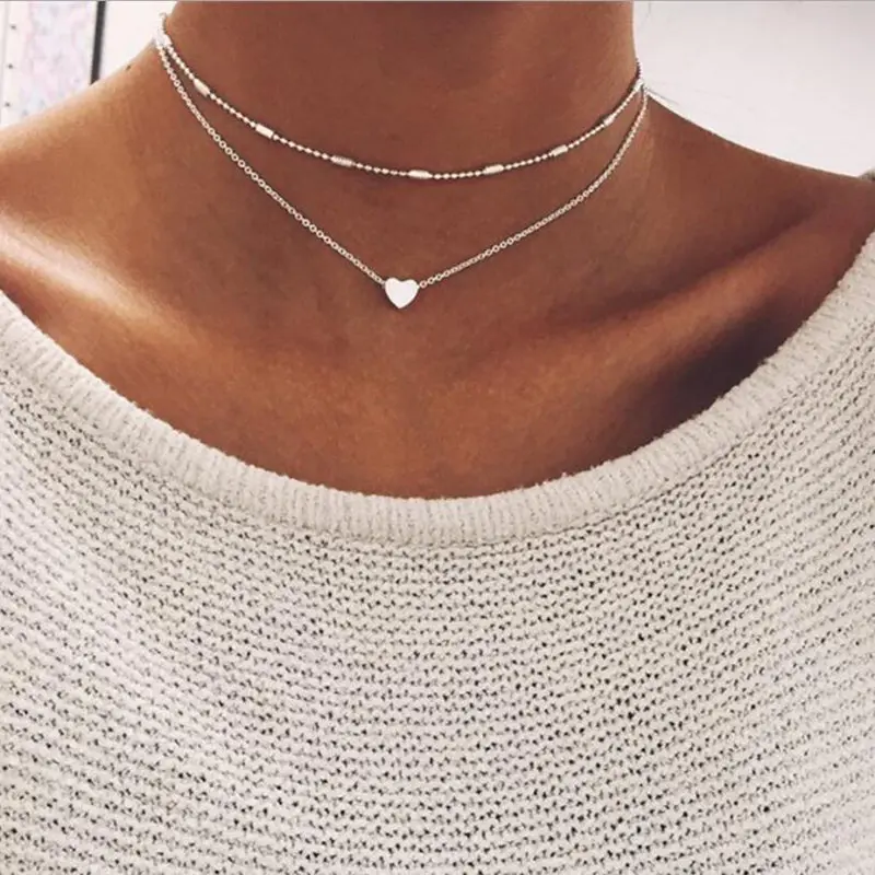 Rscvonm Brand Stella Double Horn Pendant Heart Necklace Gold Dot Luna Necklace Women Phase Heart Necklace Drop Shipping 1