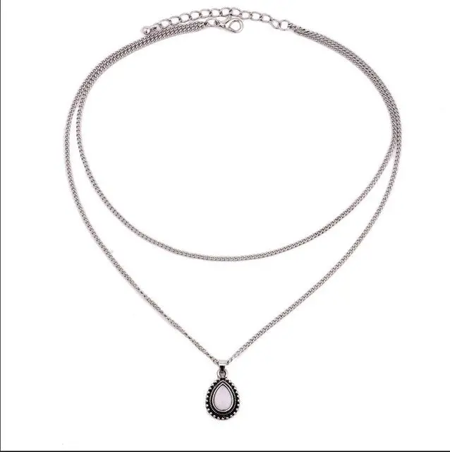 Rscvonm New Fashion Double Horn Necklace Crescent Water Drop Necklace Boho Jewelry Minimal Girlfriend Gift Drop Shipping C135 2
