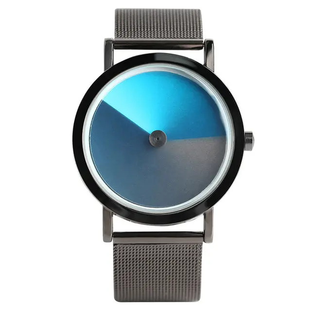 Geek Stylish Men Watch Creative Colorful Vortex Dial Stainless Steel Mesh Band Minimalist Spiral Quartz Wristwatch Sci-Fi Clocks 2
