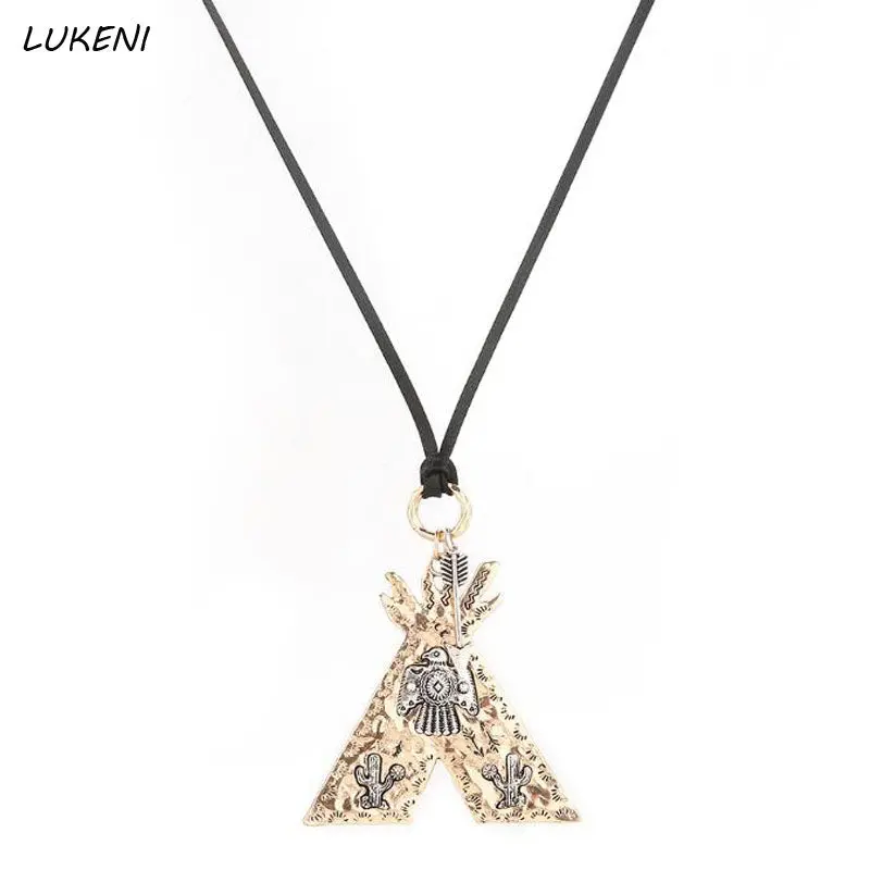 1Pcs/Set Tribal Necklace Western Cowgirl Hippie Jewelry Eagle Necklace Indian Native American Jewelry Ethnic Necklace 1