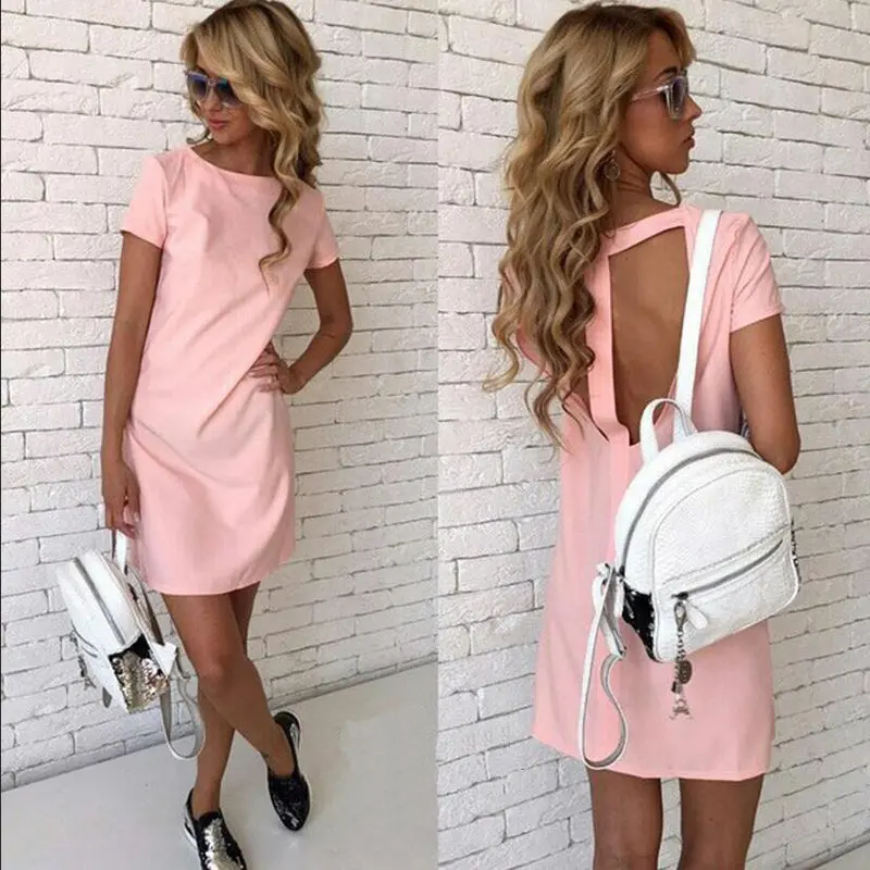Short Sleeve Girl Preppy Style Party Mini Slim Dress 1