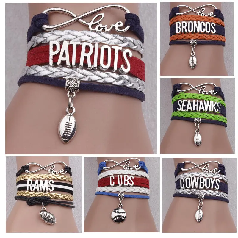 Cowboys Infinity Love Oklahoma State Bracelet Orange Black Custom Sports Cheer Pu Leather Bracelets Men Women- Drop Shipping 1