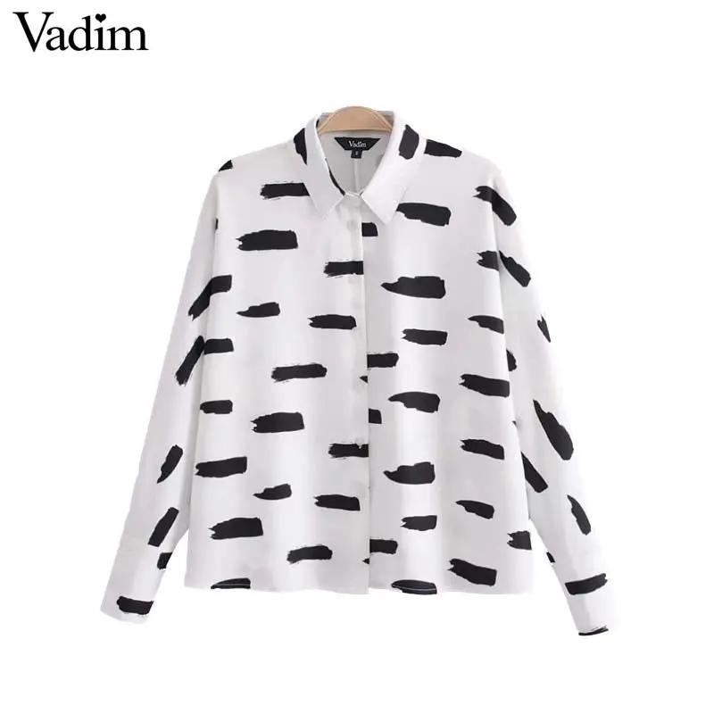 Vadim Vintage Print Oversized Shirts Loose Long Sleeve Turn Down Collar Blouse Retro Ladies Office Wear Chic Tops Blusas Lt2518 1