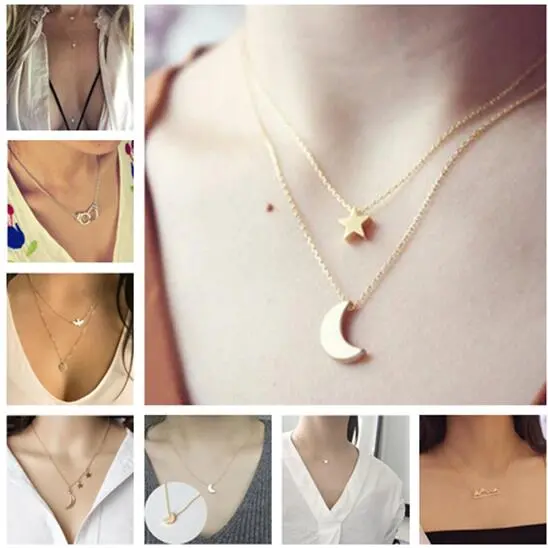 1Pcs Minimalist Pendant Necklaces Fashion Female Heart Arrow Cross Moon Star Of Luck Dove Of Peace Necklace Jewelry Summer 2018 1