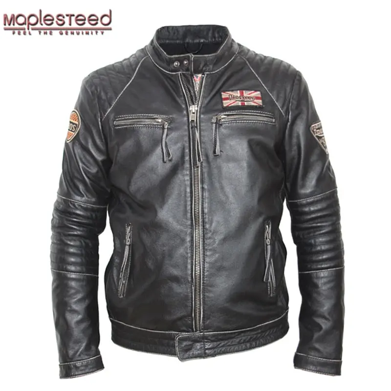 Maplesteed Vintage Distressed Leather Jacket Men Cowhide Calf Skin Jacket Man Retro Motocycle Jacket Mens Leather Clothing M101 1