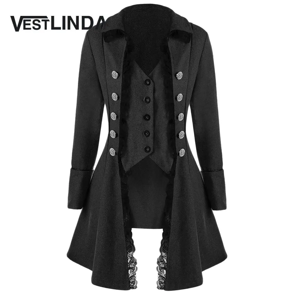 Vestlinda Trench Women Coat Winter Spring Fashion Casual Lace Trim Button Up Tailcoat New Year Ladies Tops Clothing Windbreaker 1