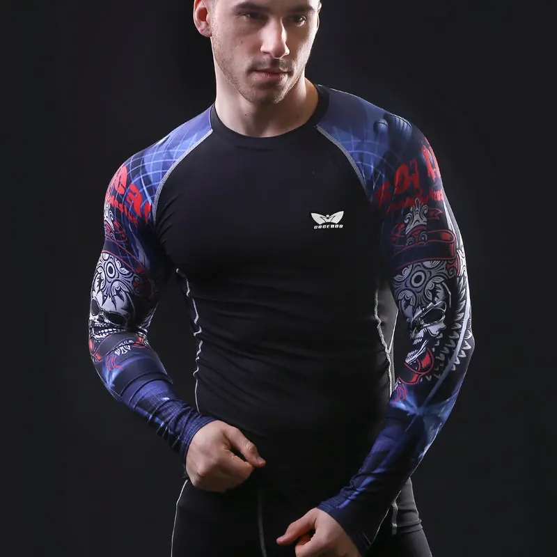 Men Compression Long Sleeve Breathable Quick Dry T Shirts Bodybuilding Weight Lifting Base Layer Fitness Tight Tops T-Shirt 1