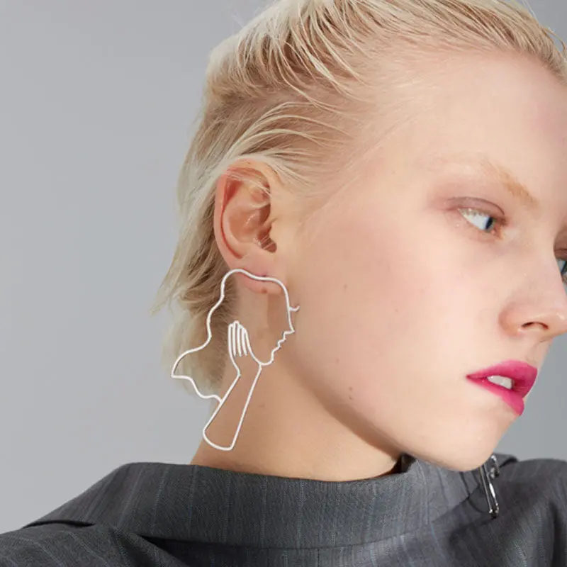 Cosstore 2018 New Chic Hollow Out Long Hair Beauty Outline Long Earrings For Women  Her Face Statement Earrings Girls Bijoux 1