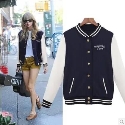 2017 New Autumn Winter Coat Splice Sleeves Baseball Jacket Casacos Femininos College Jackets Harajuku Style Women Bomper Jacket 3