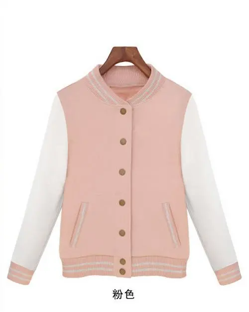 Stylish women's baseball jacket for autumn and winter—featuring contrast sleeve panels, collegiate charm, and Harajuku-inspired design - Image 3