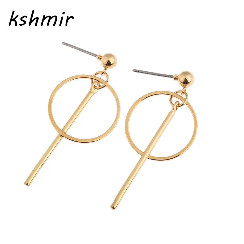Kshmir The Minimalist Geometric Circular Earrings Contracted Temperament Earrings Long Female Stud Earrings 1