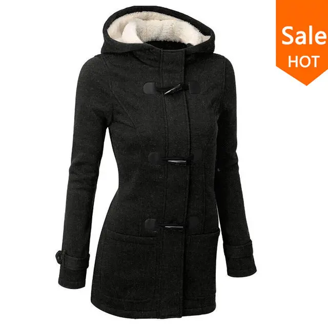 Women Causal Coat 2018 New Spring Autumn Women's Overcoat Female Hooded Coat Zipper Horn Button Outwear Jacket Casaco Feminino 3