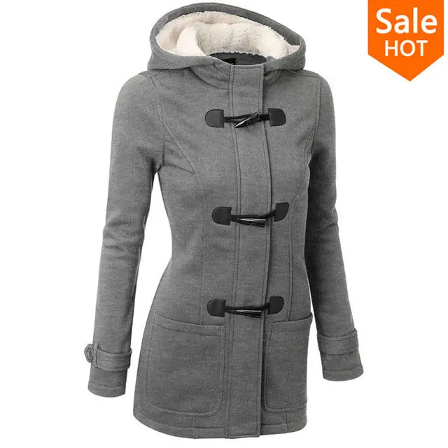 Women Causal Coat 2018 New Spring Autumn Women's Overcoat Female Hooded Coat Zipper Horn Button Outwear Jacket Casaco Feminino 4