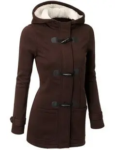 Stylish women's casual overcoat for spring and autumn featuring a hood, front zipper, and natural horn buttons - Image 3