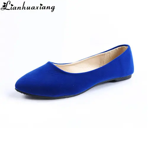 Lianhuaxiang 2018 Women Fashion Spring Ladies Pointed Toe Flat Ballet Flock Shallow Shoes Loafers Slip On Casual Shoes For W 1