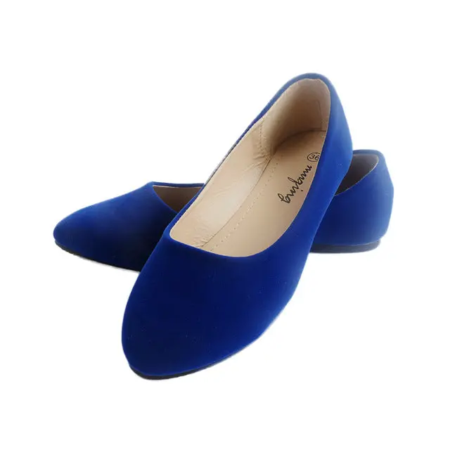 Lianhuaxiang Women's Spring 2018 Pointed-Toe Ballet Flats – Flocked Loafers, Slip-On Casual Shoes - Image 3