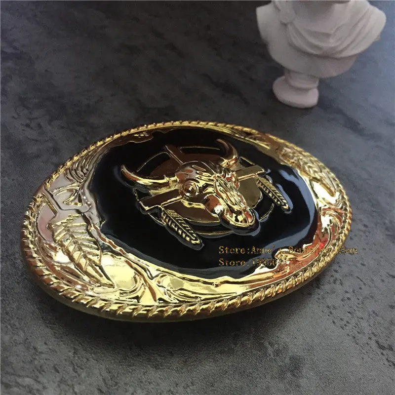 Retail High Quality Cowboy Gold Pated Bull Belt Buckle Men And Women Jeans Accessories Belt Head Gift Fit 4Cm Width Belt 1
