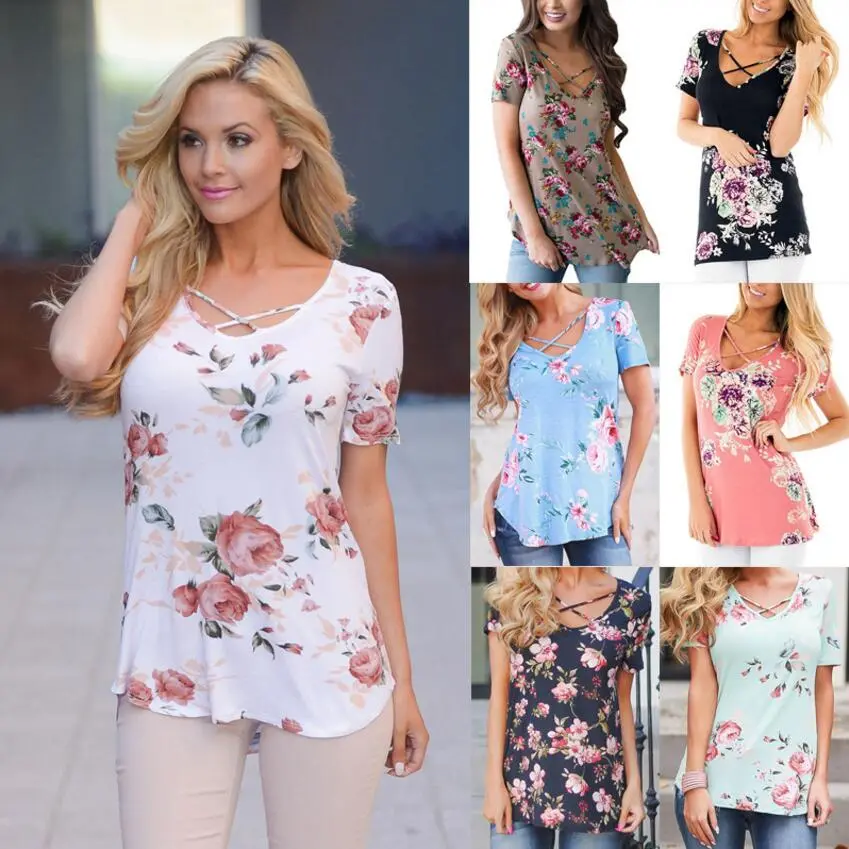 Short Sleeve V-Neck Printed Shirt 1