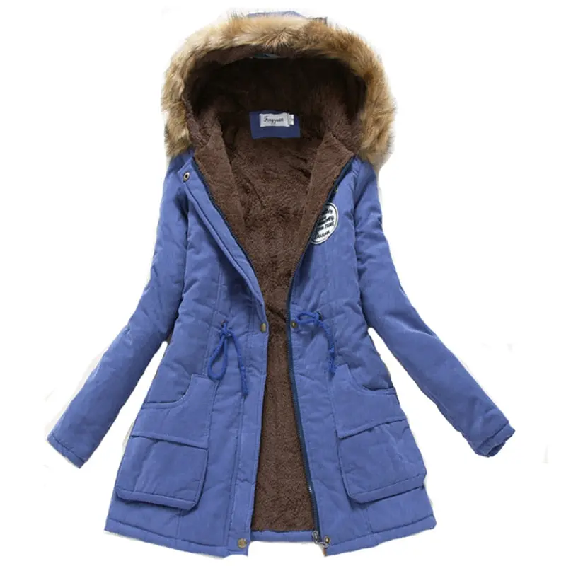 2018 Women Winter Thicken Warm Coat Female Autumn Hooded Cotton Fur Plus Size Basic Jacket Outerwear Slim Long Ladies Chaqueta 1