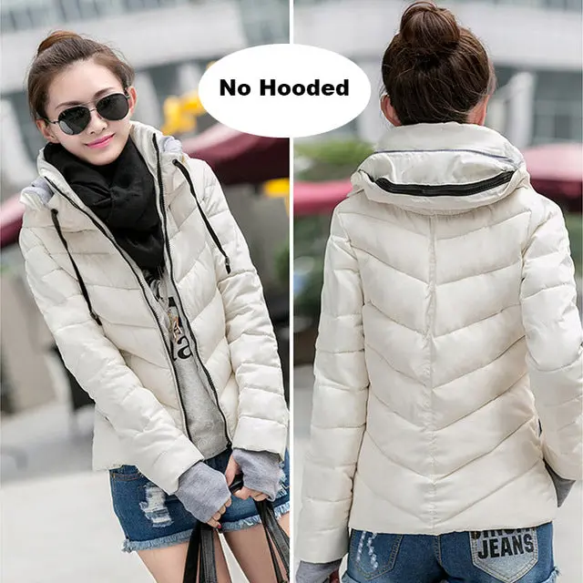 2018 Winter Jacket Women Plus Size Womens Parkas Thicken Outerwear Solid Hooded Coats Short Female Slim Cotton Padded Basic Tops 14
