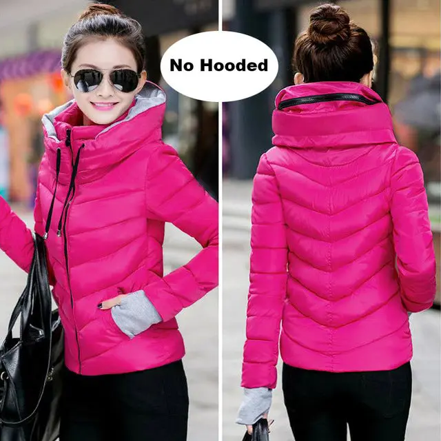 2018 Winter Jacket Women Plus Size Womens Parkas Thicken Outerwear Solid Hooded Coats Short Female Slim Cotton Padded Basic Tops 16
