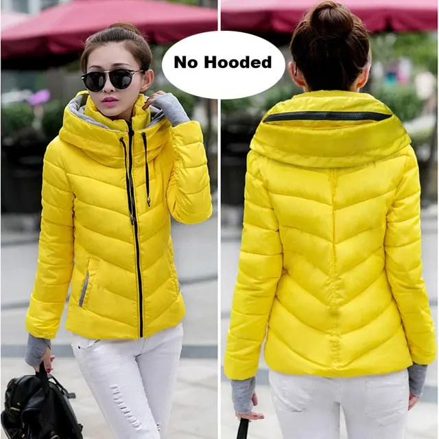 Stylish and warm 2018 winter parka for women in plus sizes—featuring a thickened, hooded design, cotton padding, and a flattering short silhouette. - Image 4