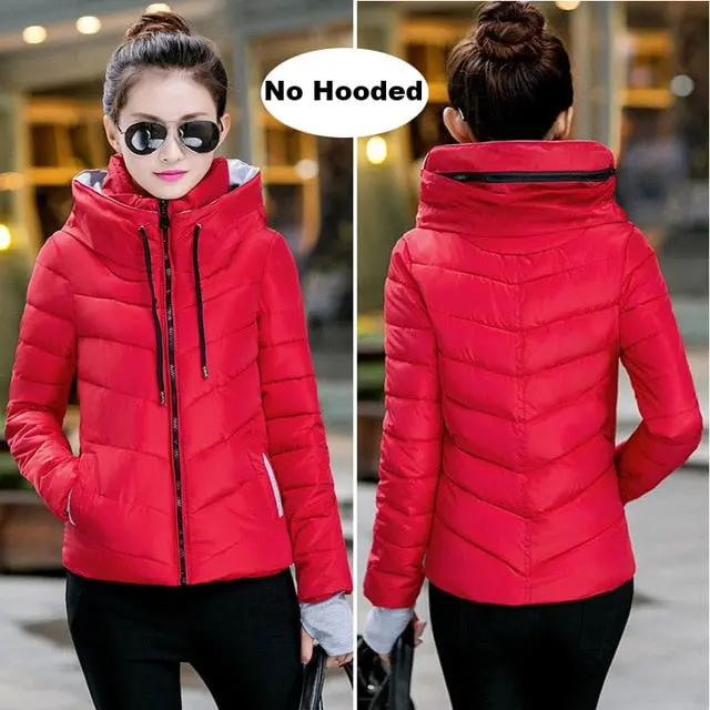 Stylish and warm 2018 winter parka for women in plus sizes—featuring a thickened, hooded design, cotton padding, and a flattering short silhouette. - Image 11