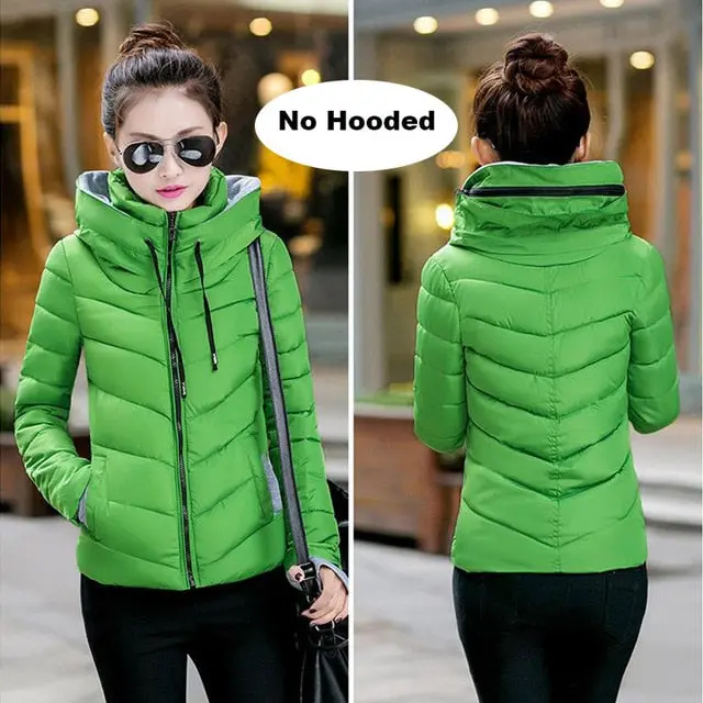 Stylish and warm 2018 winter parka for women in plus sizes—featuring a thickened, hooded design, cotton padding, and a flattering short silhouette. - Image 3