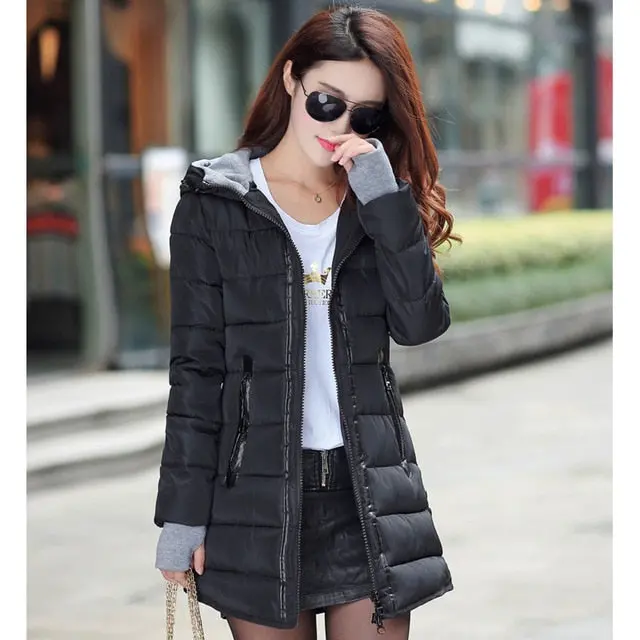 Stylish and cozy 2018 winter parka for women: hooded, cotton-padded, long-length insulated coat available in vibrant candy tones and extended sizes - Image 9