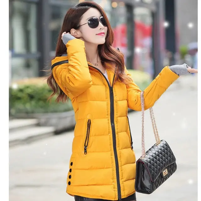 Stylish and cozy 2018 winter parka for women: hooded, cotton-padded, long-length insulated coat available in vibrant candy tones and extended sizes - Image 13