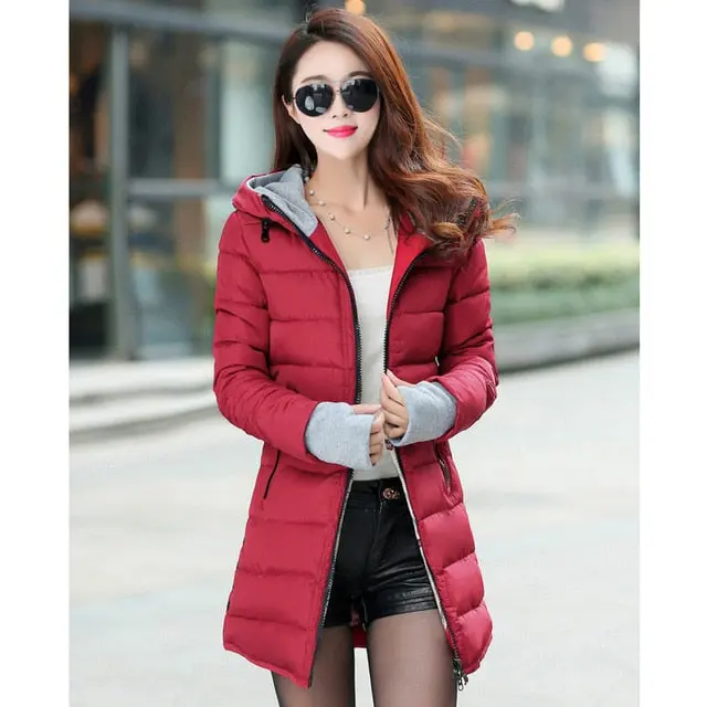 Stylish and cozy 2018 winter parka for women: hooded, cotton-padded, long-length insulated coat available in vibrant candy tones and extended sizes - Image 12