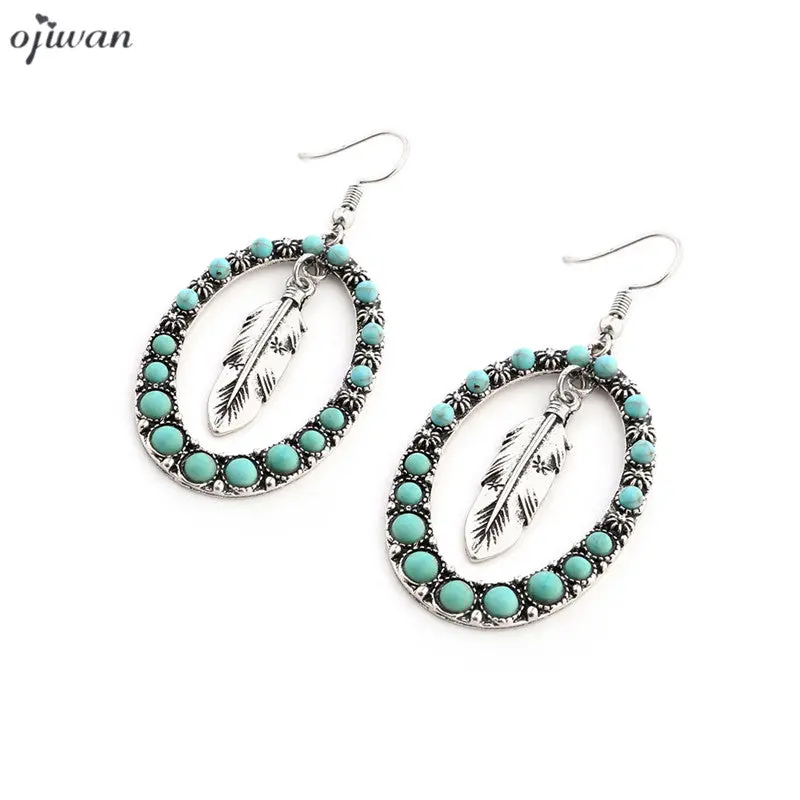 Tribal Feather Earrings Hippie Hoop Statement Earrings Native American Tribal Jewelry Boho Chic Earrings Navajo Ethnic Earrings 1