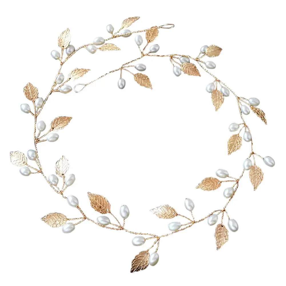 Hair Accessories Wedding Bridal Headband Imitation Pearl Leaves Hairband Women Head Ornament Ladies Hairs Jewelry Kqs8 1