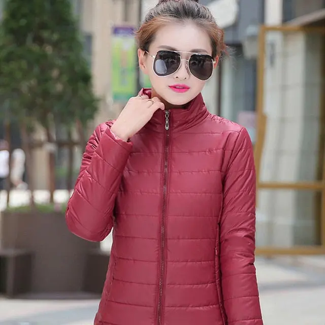 2018 Women Winter Jacket Ultra Light Candy Color Spring Coat Female Short Parka Cotton Outerwear Jaqueta Feminina 5