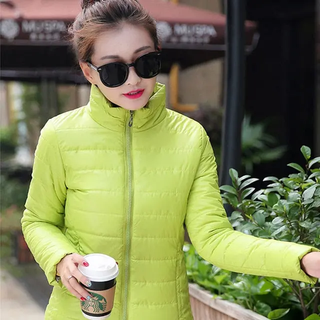 2018 Women Winter Jacket Ultra Light Candy Color Spring Coat Female Short Parka Cotton Outerwear Jaqueta Feminina 9