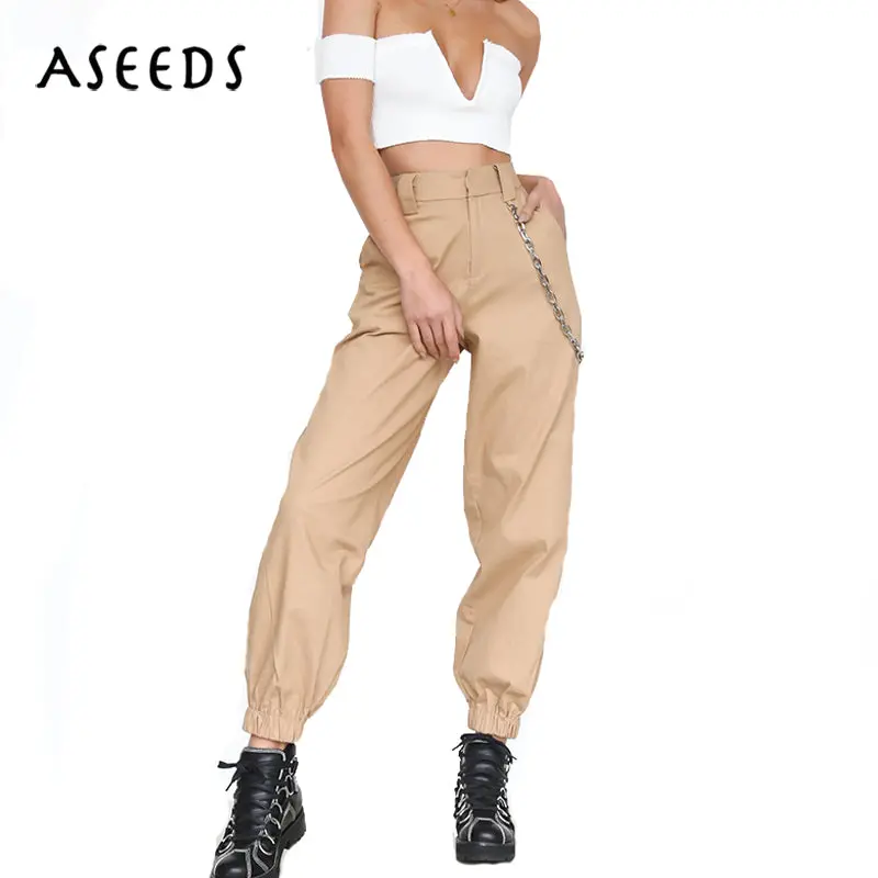 2018 Spring Army Military Cargo Pants Women Black High Waist Pants Winter Casual Cotton Office Long Trousers Female Sweatpants 1