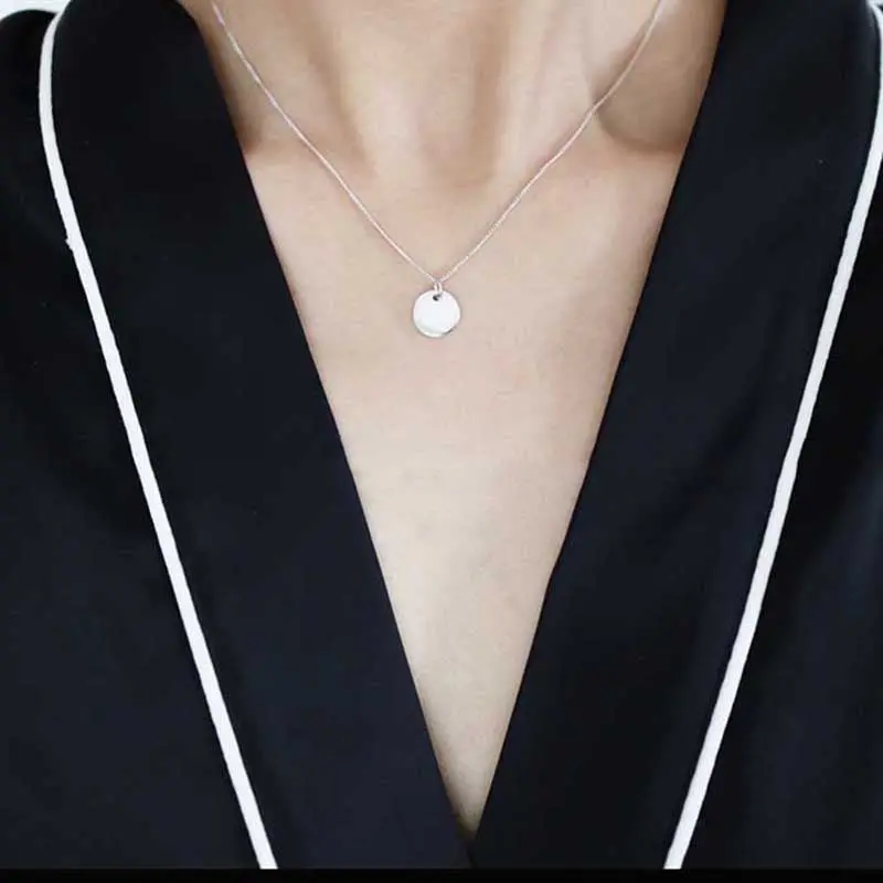 Lwong Silver Gold Color Coin Necklace Dainty Disc Pendant Necklace Minimalist Gold Coin Layering Necklace Everyday Jewelry 1