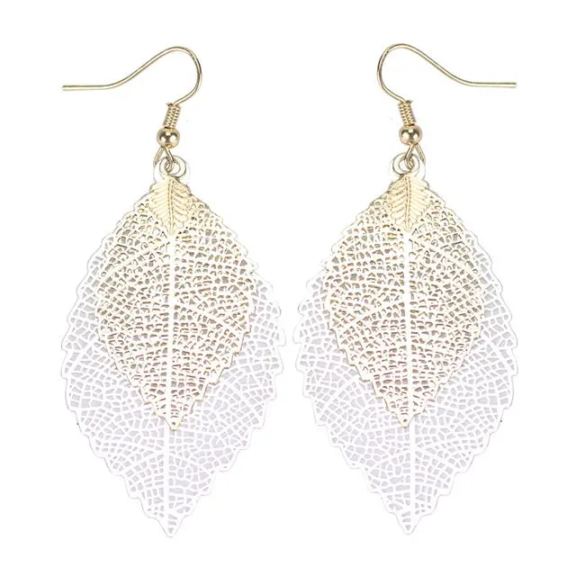 Find Me 2018 Fashion Luxury Boho Double Color Leaf Dangle Earrings Vintage Leaves Long Tassels Drop Earring For Women Jewelry 4