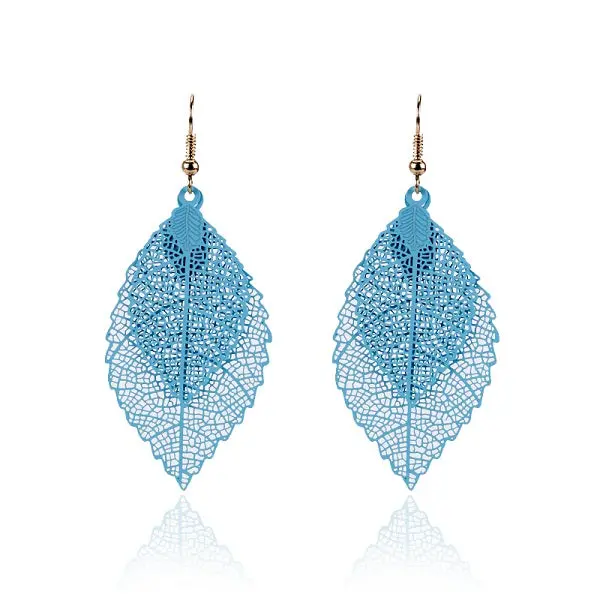 Find Me 2018 Fashion Luxury Boho Double Color Leaf Dangle Earrings Vintage Leaves Long Tassels Drop Earring For Women Jewelry 4