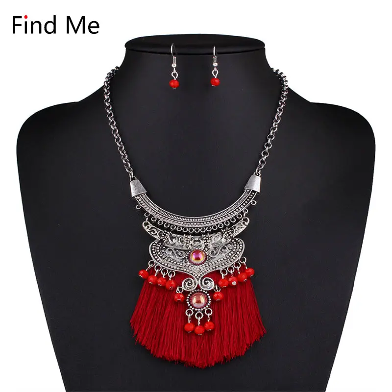 Find Me 2018 Brand Fashion Wholesale Boho Tassels Collar Choker Necklace Vintage Ethnic Maxi Statement Necklace Women Jewelry 1