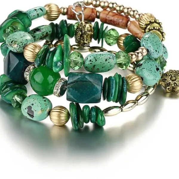 17Km Brand Woman Boho Multilayer Beads Charm Bracelets For Women Vintage Resin Stone Bracelets & Bangles Pulseras Ethnic Jewelry 1