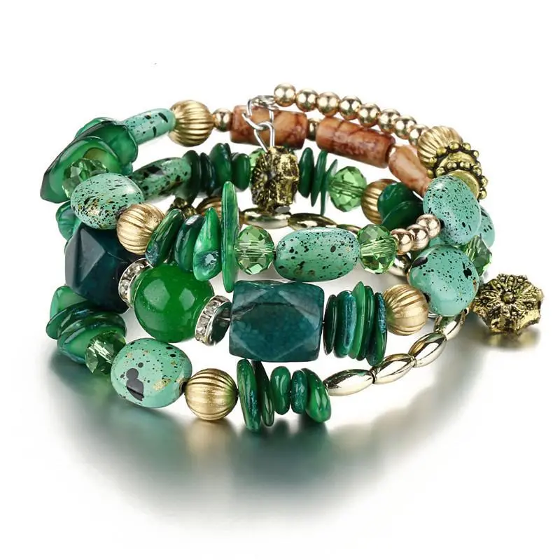 17Km Brand Woman Boho Multilayer Beads Charm Bracelets For Women Vintage Resin Stone Bracelets & Bangles Pulseras Ethnic Jewelry 1