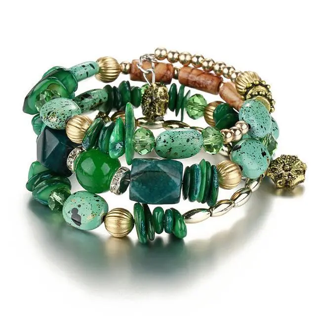 17Km Brand Woman Boho Multilayer Beads Charm Bracelets For Women Vintage Resin Stone Bracelets & Bangles Pulseras Ethnic Jewelry 5