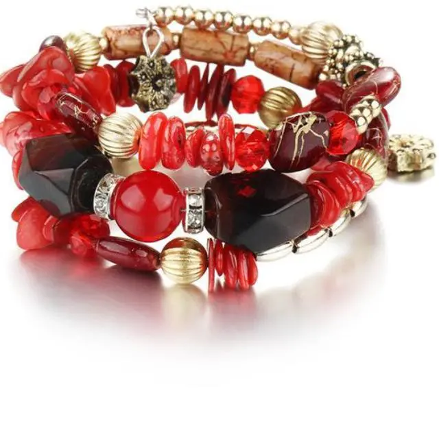 17Km Brand Woman Boho Multilayer Beads Charm Bracelets For Women Vintage Resin Stone Bracelets & Bangles Pulseras Ethnic Jewelry 2