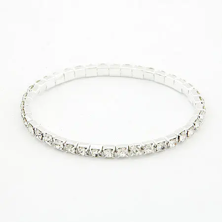 Lemoer Promotion Fashion Chic Single Row Crystal Rhinestone Stretched Elastic Charm Bracelets Bangles For Women Wholesale 1