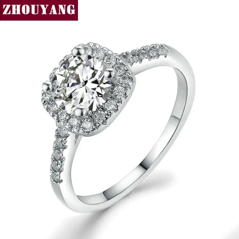 Silver Color Exquisite Bijoux Fashion Square Wedding & Engagement Ring Made With Cubic Zirconia Jewelry R531 R559 R560 1