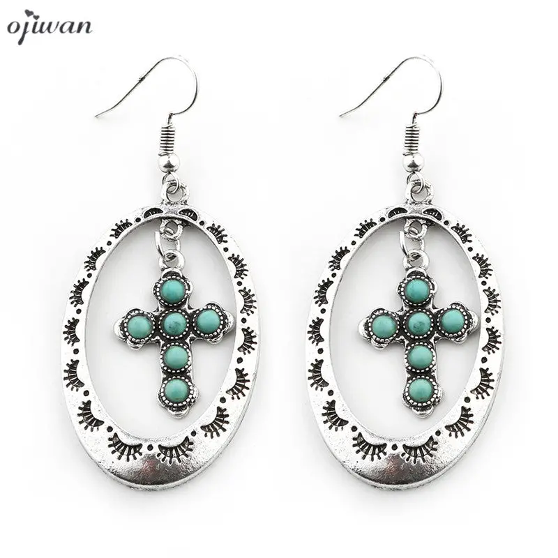 Hoop Statement Earrings Hippie Native American Earrings Boho Chic Women For Earrings Navajo Cross Earrings Religious Jewelry 1
