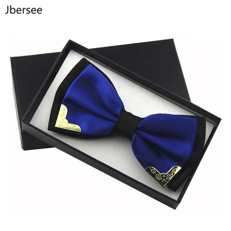 Jbersee Luxury Boutique Fashion Metal Bow Ties For Men Women Wedding Party Butterfly Bowtie Gravata Slim Black Bow Tie Cravat 1