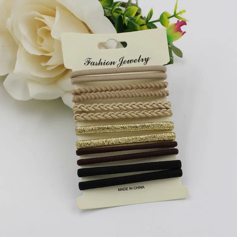 10Pcs/Pack Hair Tie Set  2016 Women Fashion  Hair Bands Hair Accessories Trendy Hairband For Women Elastic Sets Braid Elastic 1