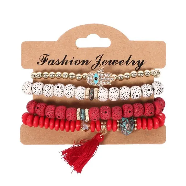 Find Me 2018 New Fashion Vintage Ethnic Multilayer Big Beads Bracelets Boho Statement Flower Bracelet Bangles For Women Jewelry 5